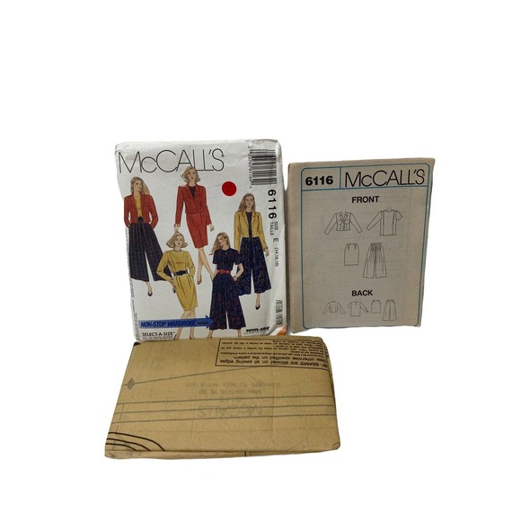 Mccalls 6116 Misses Lined Jacket Top Skirt Split Skirt Sewing Pattern Size 14-18 - Picture 4 of 6